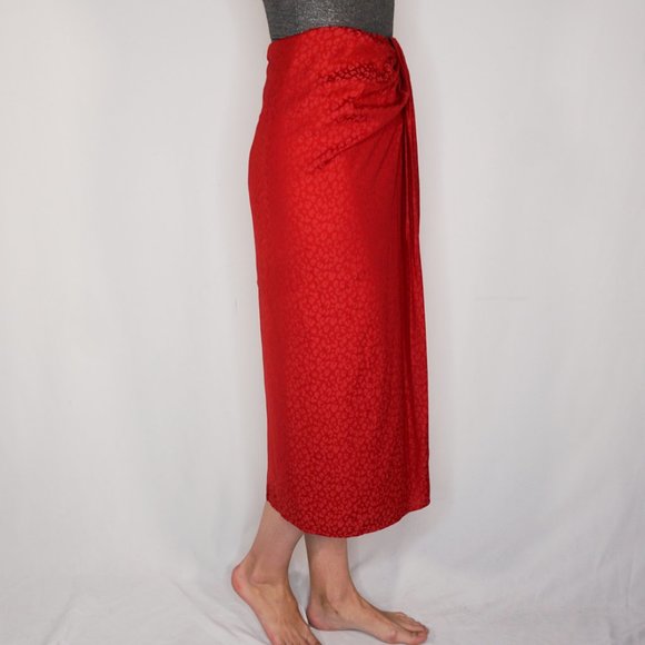 L'ACADEMIE Red Jacquard The Maryam Skirt NWT - Picture 2 of 6